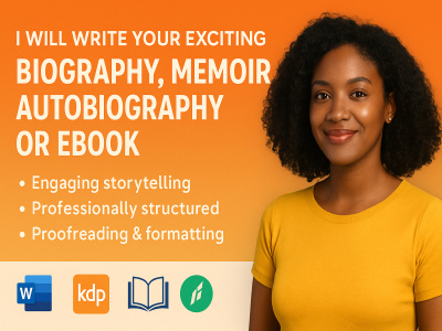 Exciting and well written biography, autobiography or memoir,ebook writting