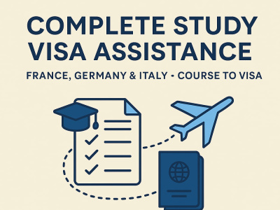 Complete Study Visa Assistance: France, Germany & Italy (Course to Visa)