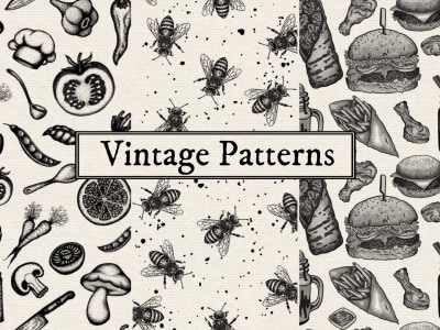 Hand drawn vintage seamless pattern