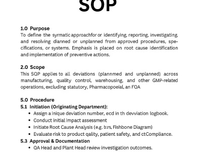 Develop a GMP-Compliant Deviation SOP to Enhance Pharmaceutical Quality