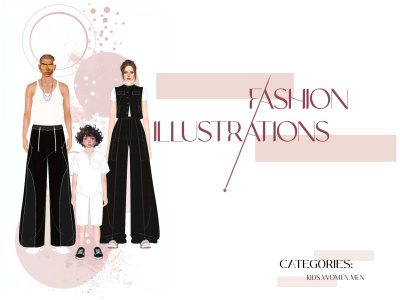 An illustration/fashion collection for men women and kidswear.