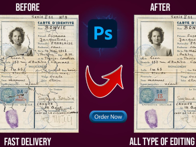 Photoshop restoration of old or damaged documents