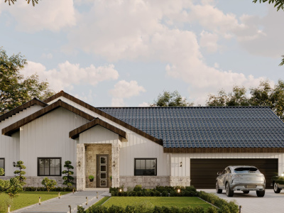 A landscape design and photorealistic outdoor renders
