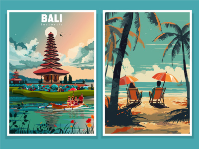 A vintage retro Art Deco travel poster illustration