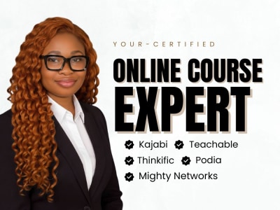 Online Course Website Setup on Kajabi, Thinkific, Podia or Teachable.