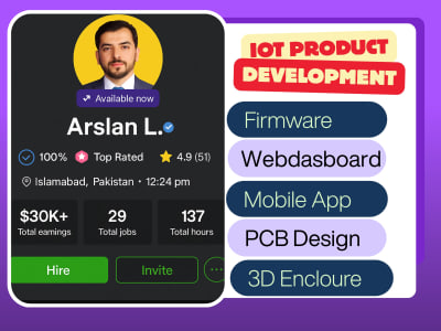 IoT Product Development (Firmware, App, PCB, Dashboard, 3D Enclosure)