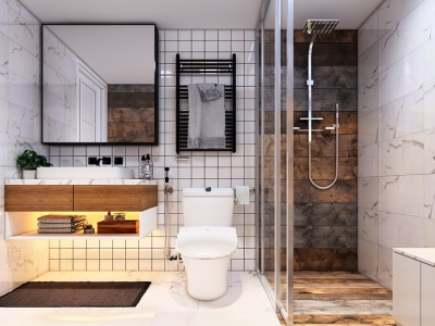 Modern bathroom interior design with 3D renderings