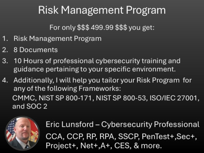 Risk Assessment Plan, Policy, Procedures, Register, & 10 hours