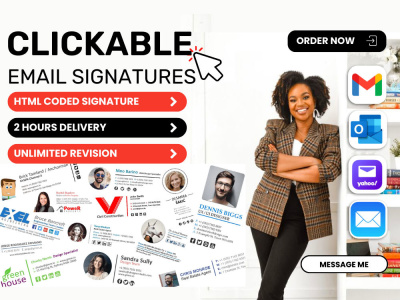 Clickable Email Signature | HTML Coded | Designed | Outlook, Gmail, MacMail