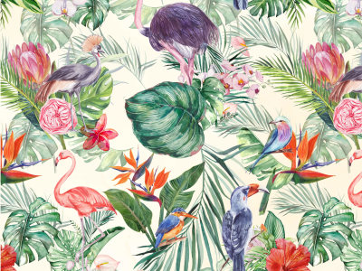 An elegant watercolor floral textile pattern for clothing and surface print