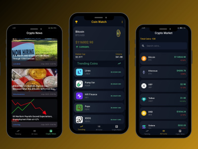 Develop a Flutter crypto app like Coin Watch with real-time data and news