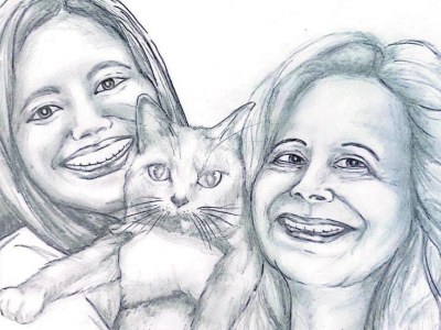 Draw a semi-realistic hand-drawn pencil portrait from your photo