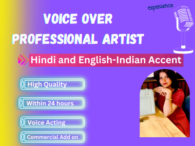 High quality voice-over, voice acting in 24 hours