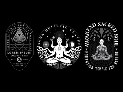 Yoga meditation, spiritual logo or mystical line art geometry logo design