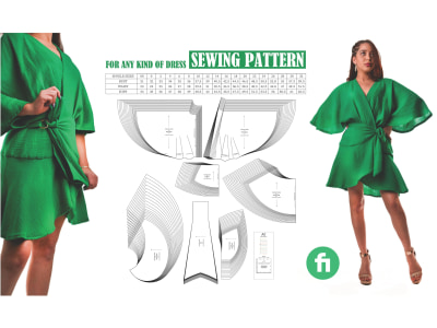 Sewing pattern for clothing, dress, and garments