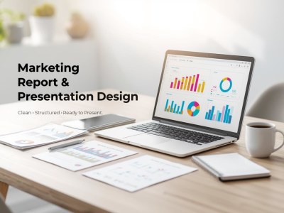 A clean and professional marketing report or presentation.