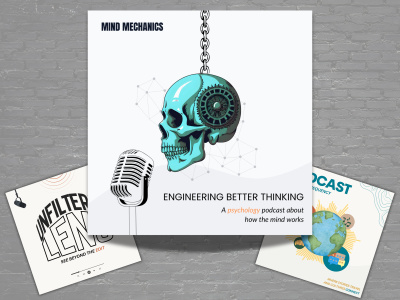Unique podcast cover art for new podcasts using strong visuals