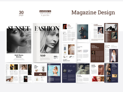 Magazine Design in InDesign, Illustrator, PowerPoint, Canva