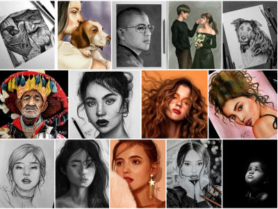 Hand-Drawn Portraits of People and Pets (Traditional & Digital)
