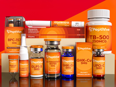 Peptide vial label print ready design, packaging and 3D product mockup