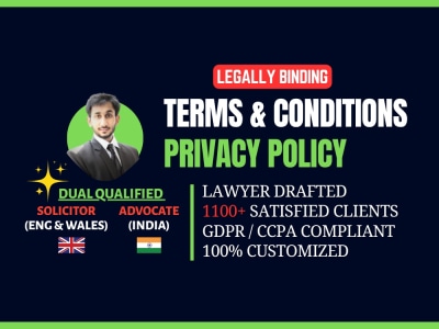 Terms and Conditions, Privacy Policy for website, app prepared by Lawyer