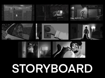 Storyboard art or colorscript for films, animation, commercial