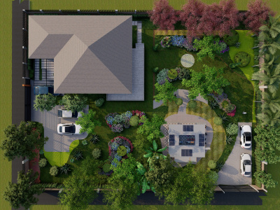 A design of your backyard, patio, garden, swimming pool in lumion