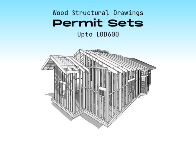 Wood/steel structural drawings with 3D Framing for permit set