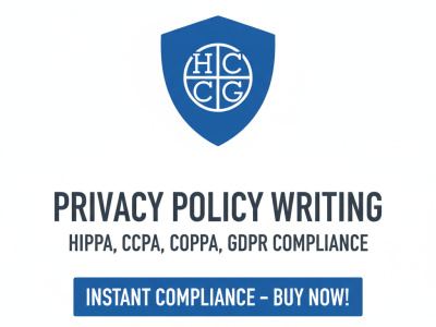 GDPR, CCPA , HIPPA, COPPA Compliant Privacy Policy for Website or App