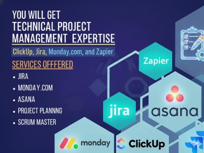 Technical Project Management expertise in ClickUp, Jira, Monday.com