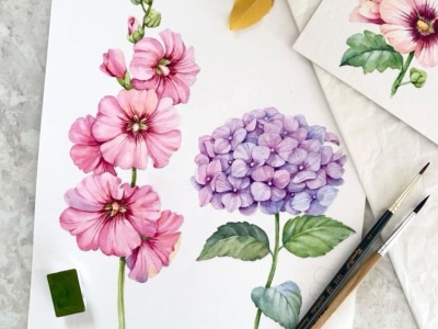 A Beautiful hand-drawn watercolor flowers