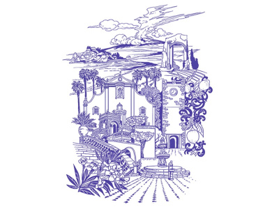 Archetectural drawings, watercolor or vector illustration.