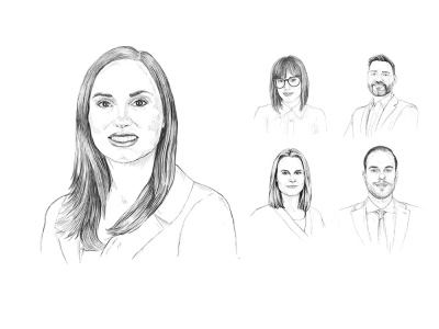 Black&white portrait in hand drawn or simple vector style.