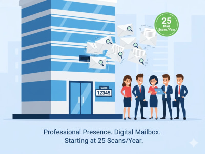 Unique Business Address Suite Number for 25 Mail Scan per year