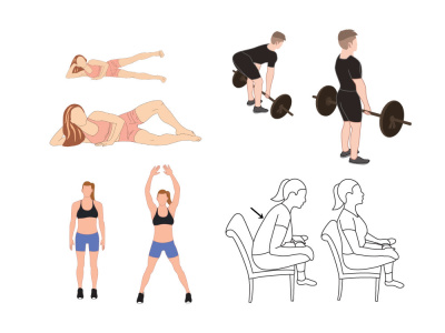Yoga, workout, exercise illustration with in 2 hours