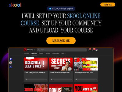 Skool online course and skool community set up and skool course upload