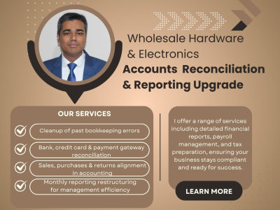 Wholesale Hardware & Electronics Accurate Accounts Reconciliation & Reports