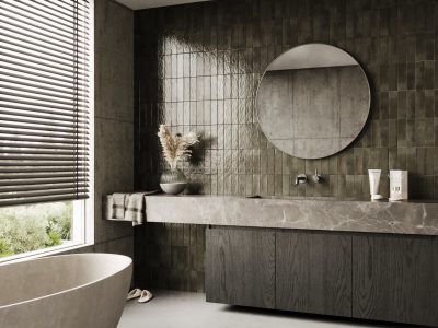 Photorealistic 3D Bathroom Render focused on Lighting and Textures