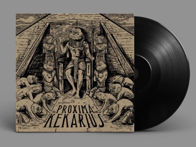 A custom hand drawn retro and vintage album cover design