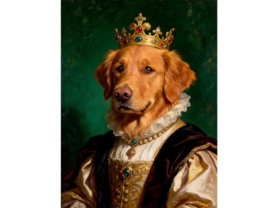 Digital pet portrait, royal pet portrait, custom portrait