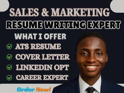 A PROFESSIONAL ATS SALES, MARKTING RESUME COVER LETTER AND LINKEDLN OPT