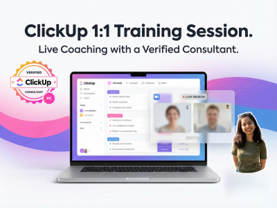 A live ClickUp Training Session with a Verified Consultant