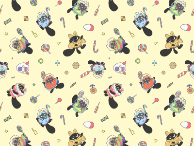 Cute seamless patterns for fabric, stickers or print