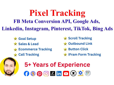 Meta Pixel, Linkedin, Twitter, Pinterest, Tiktok, Instagram Tracking Setup