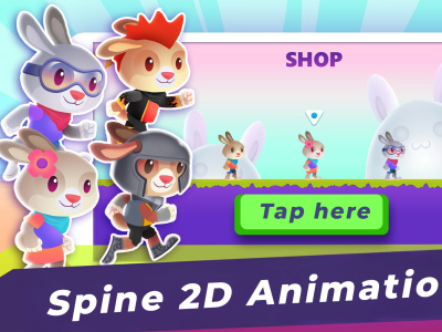 Cute characters design with rigging in spine 2d for games