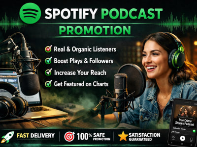 Your Spotify podcast promoted with targeted promotion and organic growth