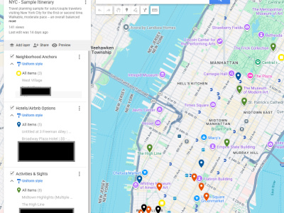 A starter NYC travel map and written guide (solo or couples)