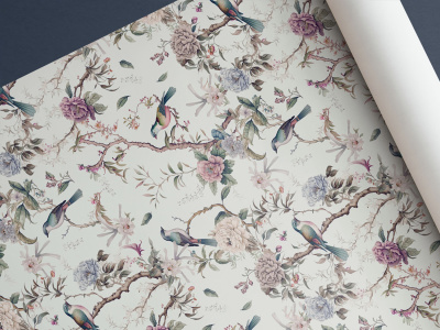 Floral/oriental/toile illustrative pattern design