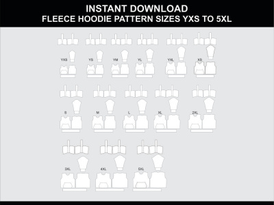 Professional Fleece Hoodie Sewing Pattern – PDF + CDR – YXS to 5XL Sizes