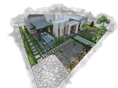 Design your garden or landscape layout in AutoCAD or SketchUp